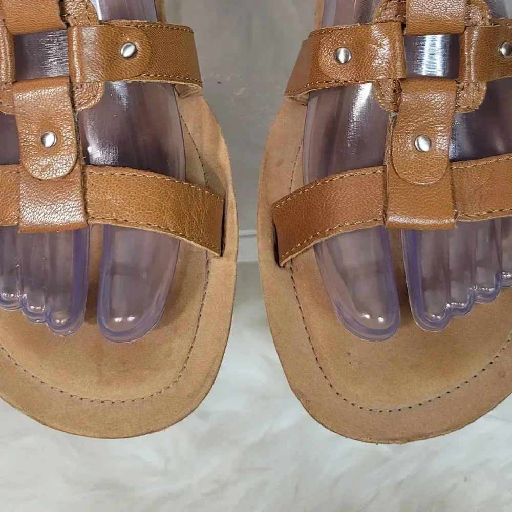 NATURALIZER N5 Comfort Sandals Womens Sz 11‎ Tan Slip On Summer Shoe Backless